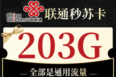 联通秒苏卡 39元月租203G通用+100分钟语音